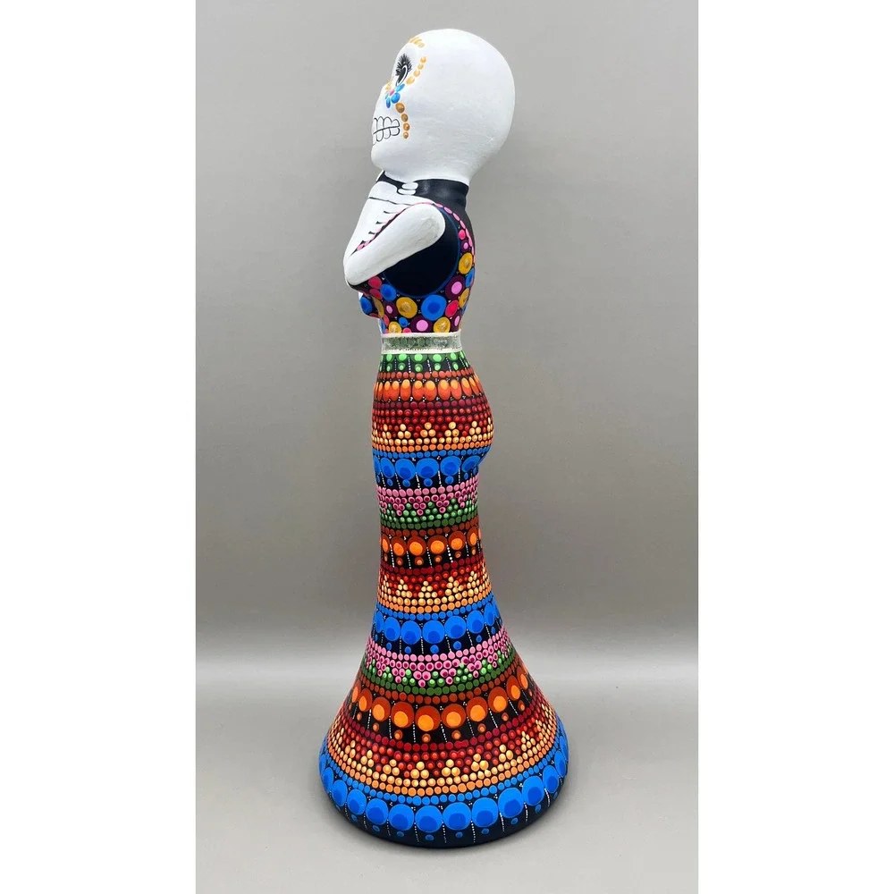 Talavera Mexican Folk Art Catrina Figurine Hand Painted Day of the Dead‎ 10" - Picture 2 of 9